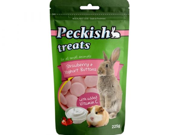Peckish Small Animal Treat - Strawberry & Yoghurt Buttons 225g-0