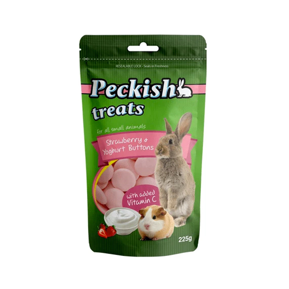 Peckish Small Animal Treat - Strawberry & Yoghurt Buttons 225g-0